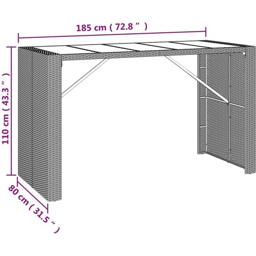 VidaXL barski stol sa staklenom pločom crni 185x80x110 cm poliratan Slike