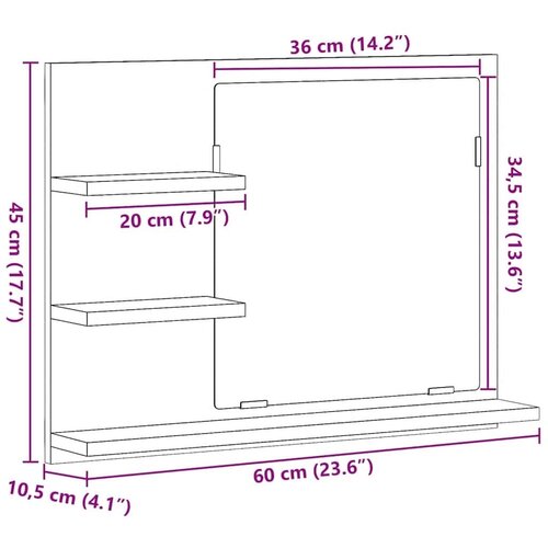  Kupaonsko ogledalo bijelo 60 x 10,5 x 45 cm konstruirano drvo Slike