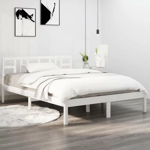  Okvir za krevet od masivne borovine bijeli 140 x 190 cm