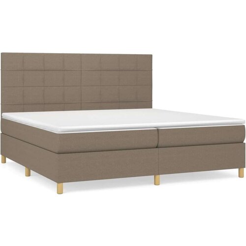  Krevet s oprugama i madracem smeđesivi 200x200 cm od tkanine Slike