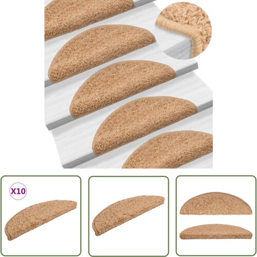 The Living Store Preproge za stopnice 10 kosov 56x17x3 cm bež - Preproga Za Stopnice, (21738420) Slike