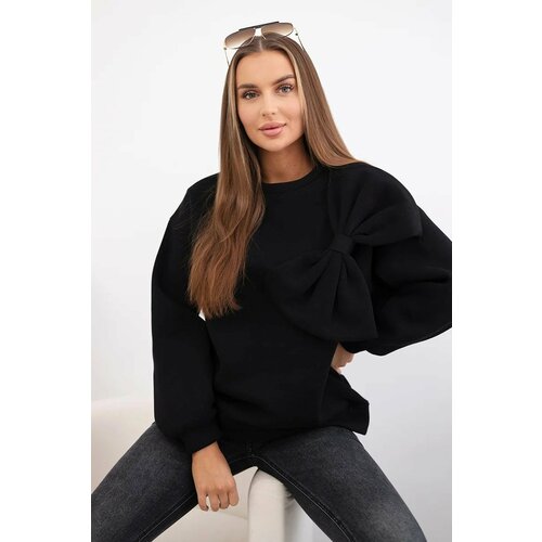 Kesi Cotton insulated sweatshirt with a large bow in black color Cene