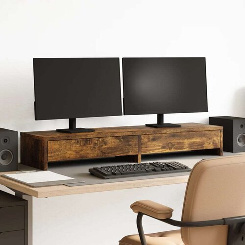  Stalak za monitor s ladicama boja hrasta 100x27x15 cm drveni Cijene