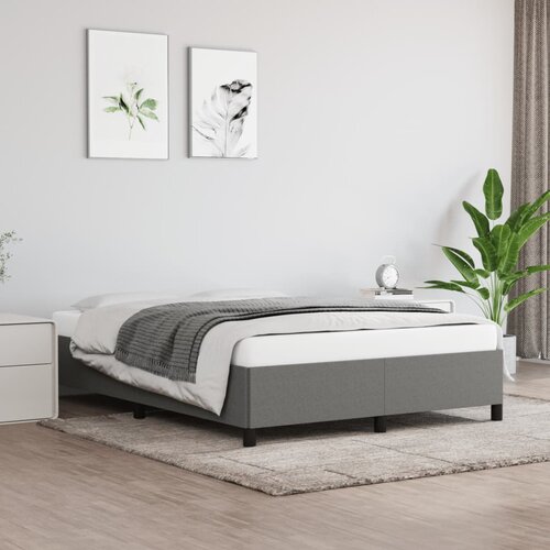 The Living Store Posteljni okvir brez vzmetnice temno siv 140x190 cm blago - Posteljni Okvir, (21529472) Slike