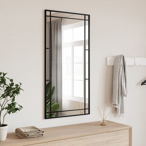 VidaXL Zidno ogledalo crno 50 x 100 cm pravokutno željezno Slike