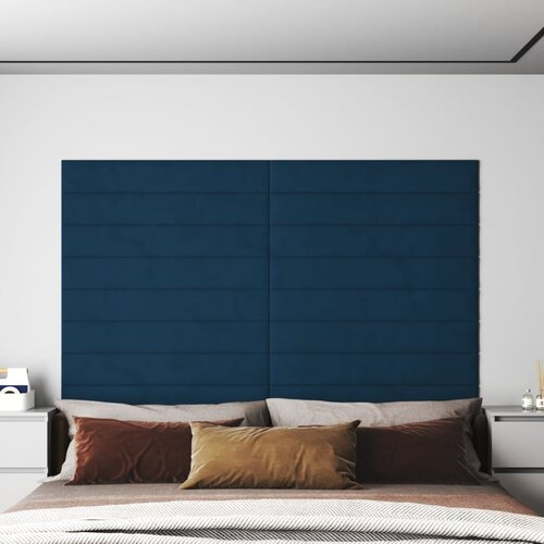 vidaXL Stenski paneli 12 kosov modri 90x15 cm žamet 1,62 m² Cene