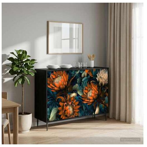 vidaXL Kreveta LOCHEM Crni hrast 102 x 33 x 76 cm Konstruirano drvo - Narančasti uzorak Cijene