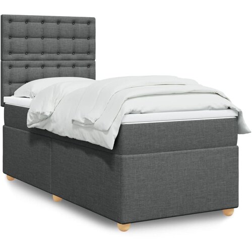 vidaXL Box spring postelja z vzmetnico temno siva 90x190 cm blago Cene