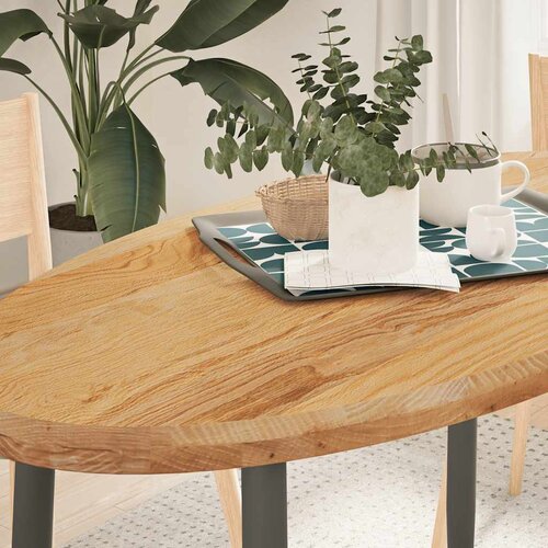 VidaXL Stolna ploča svjetlosmeđa 120x60x4 cm ovalna masivna hrastovina Slike