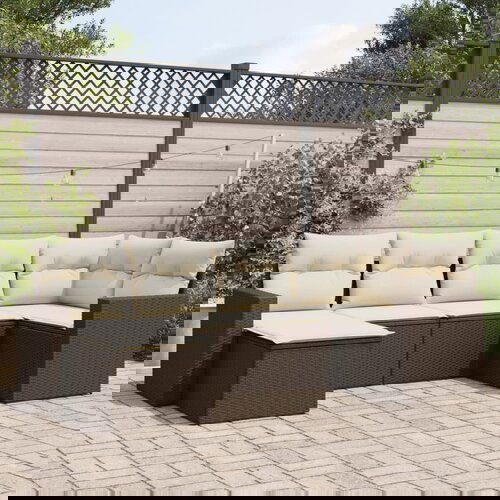 vidaXL 6-dijelni set vrtnih sofa od poliratana s jastucima smeđi Cijene