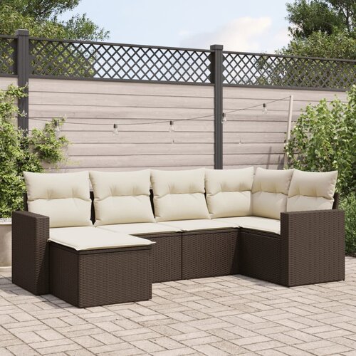 VidaXL 6-dijelni set vrtnih sofa od poliratana s jastucima smeđi Slike