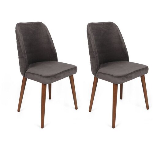 Hanah home Tutku-341 V2 AnthraciteWalnut Chair Set (2 Pieces) Cene