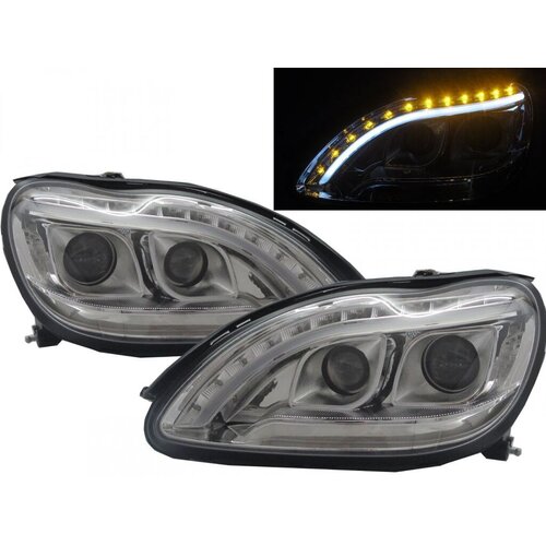 Oem Kristalni LED farovi Mercedes W220 S-Class, 2002-2005, Hrom Cene