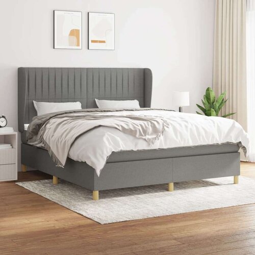 VidaXL Okvir kreveta s oprugama i madrac svjetlosivi 180x200cm tkanina Slike