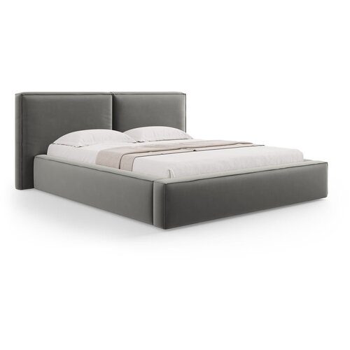 Cosmopolitan Design Sivi bar&amp;scaron;unasti tapecirani bračni krevet s prostorom za odlaganje s podnicom 200x200 cm Arendal &amp;ndash; Slike