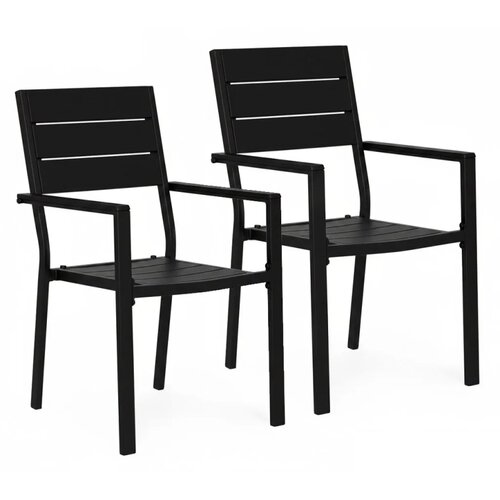 Multi Garden Set od 2 vrtne stolice za terasu ili balkon, čelik i HDPE, crne Cijene