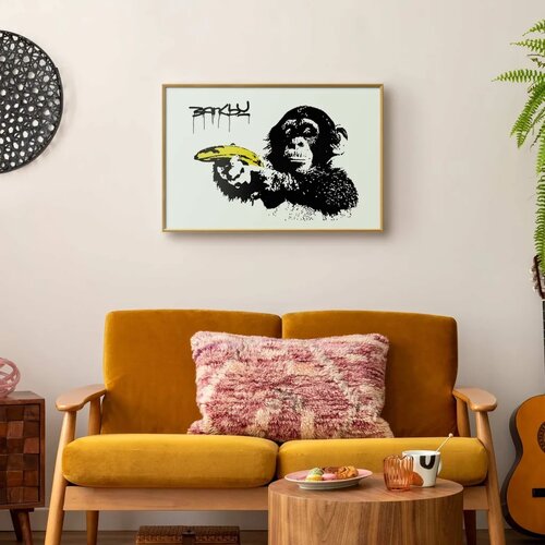  Plakat - Banksy: Monkey with a Banana 42x29.7 Zlatni okvir Cene