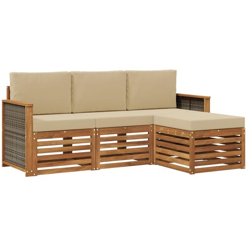  Set vanjskih sofa 4 kom. Prirodna i bež Smeđa Slike