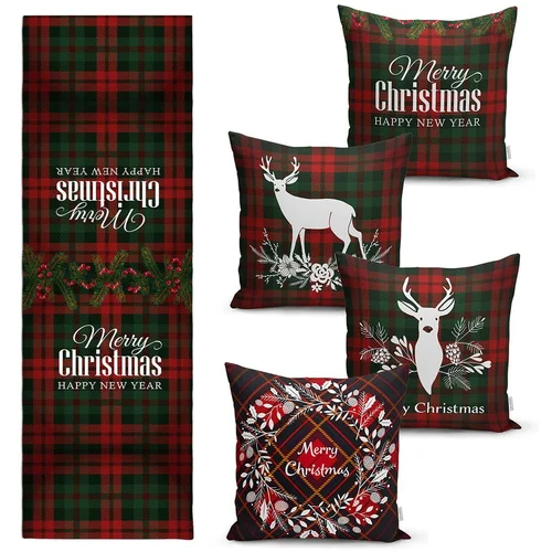 Minimalist Cushion Covers set od 4 božićne jastučnice i gazišta na stolu minimalističke jastučnice tartan božić