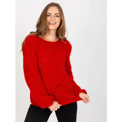 Fashion Hunters Dark red fluffy classic sweater with OCH BELLA wool