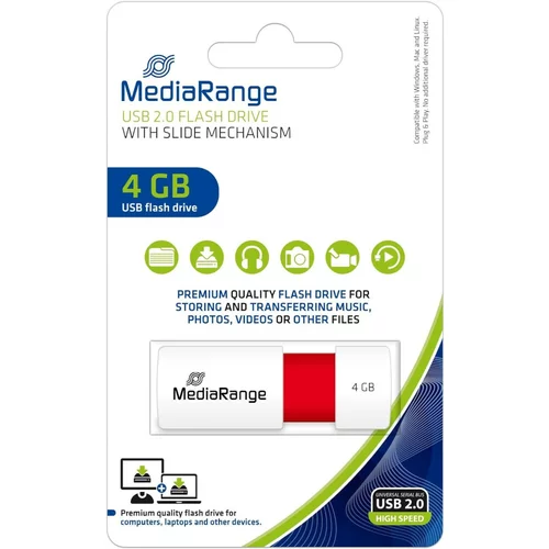 USB ključ 4gb mediarange 2.0 rdeč mr970 MEDIARANGE