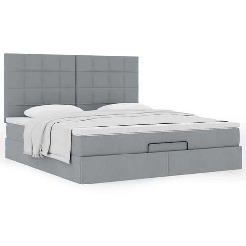 VidaXL Otomanski posteljni okvir z vzmetnico siv 180x200 cm blago Slike