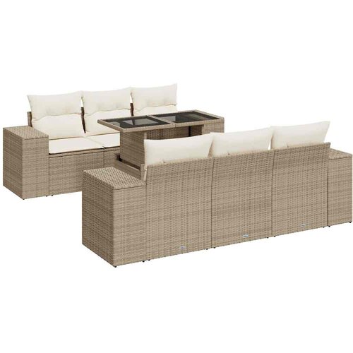 vidaXL 7-dijelni set vrtnih sofa od poliratana s jastucima bež Cijene