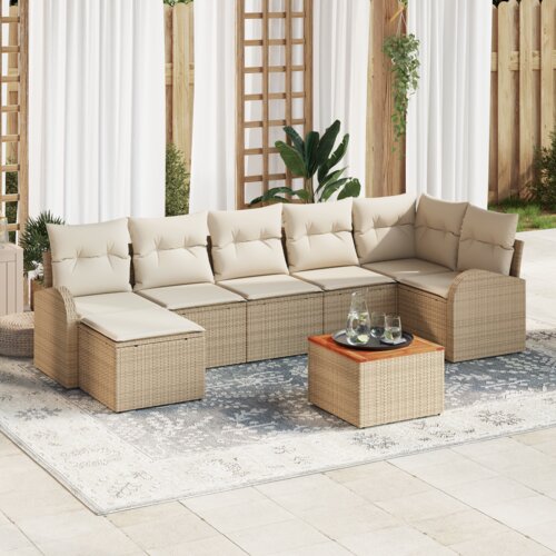 vidaXL 8-dijelni vrtni sofa set s jastučićima bež poliratan akacija Cene