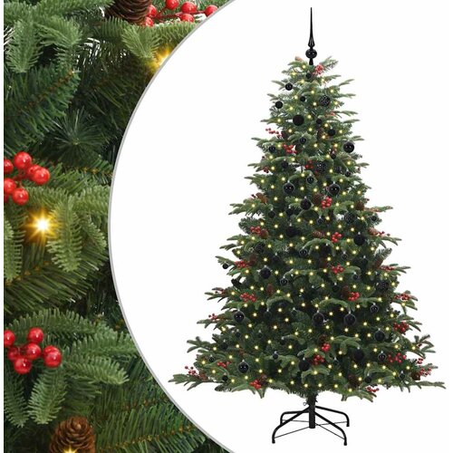 vidaXL Umestno božično drevo Zelena 210 cm PVC, kovina in plastika, (5000066594) Cene