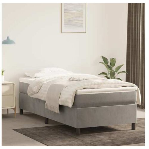  Box spring postelja z vzmetnico svetlo siva 90x200 cm žamet Cene
