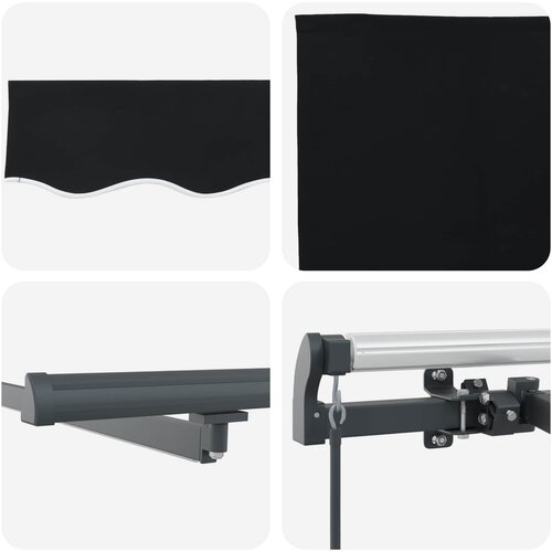  Skrovita tenda S LED lampica Crna 350 x 250 cm tkanina Slike