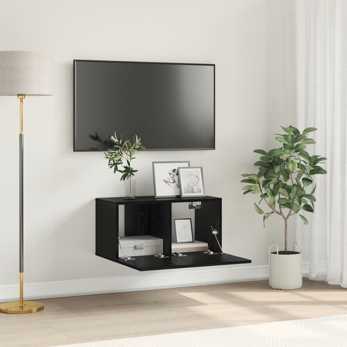 VidaXL TV omara set Črni hrast Inženirski les Srednja TV omara Slike