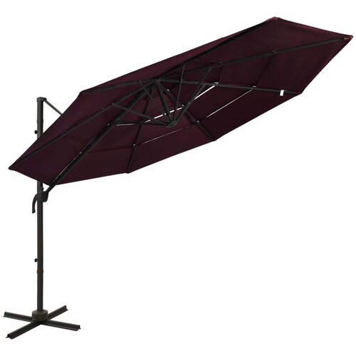 vidaXL Suncobran s 4 razine i aluminijskom &scaron;ipkom bordo 3 x 3 m Cijene