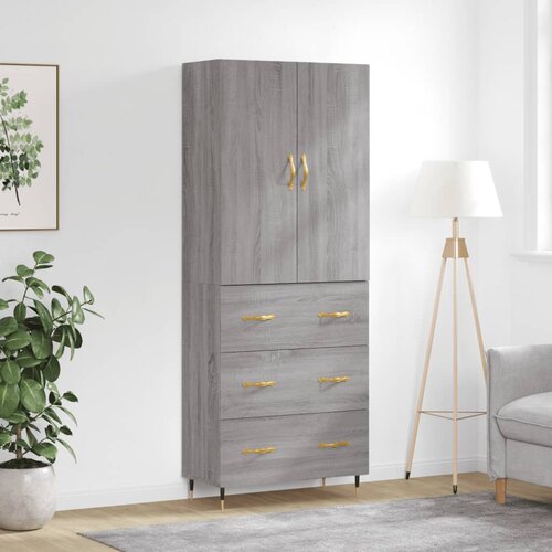 vidaXL Visoka komoda siva sonoma 69,5x34x180 cm inženirski les Cene
