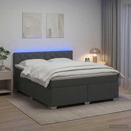  Krevet s box springom, madracem i LED-om Tamnosiva 180 x 200 cm Cijene