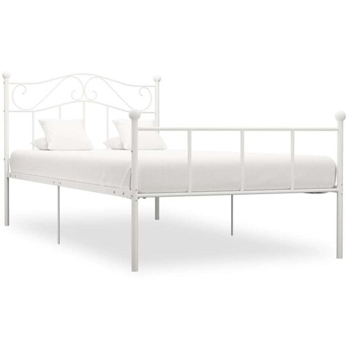  Za krevet bijeli metalni 100 x 200 cm Slike