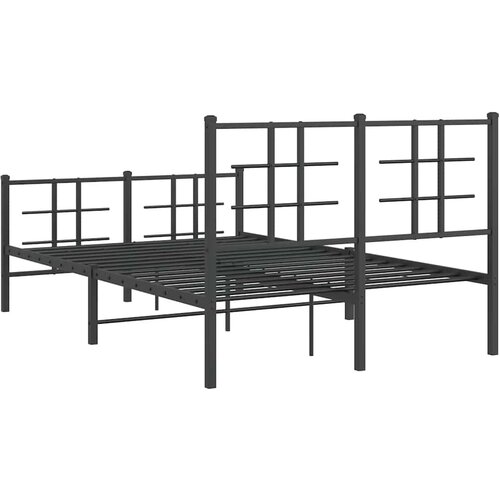 Metalni okvir kreveta uzglavlje i podnožje crni 120x190 cm Slike