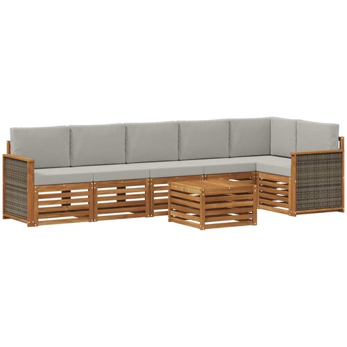  Set vanjskih sofa 6 kom. Prirodna i svjetlosiva Bijela Slike