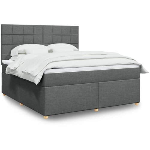 VidaXL Box spring postelja z vzmetnico temno siva 180x200 cm blago Slike