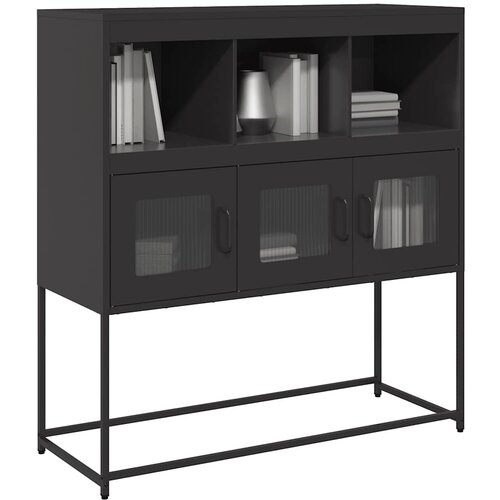 vidaXL Komoda črna 100,5x39x107 cm hladno valjano jeklo Cene