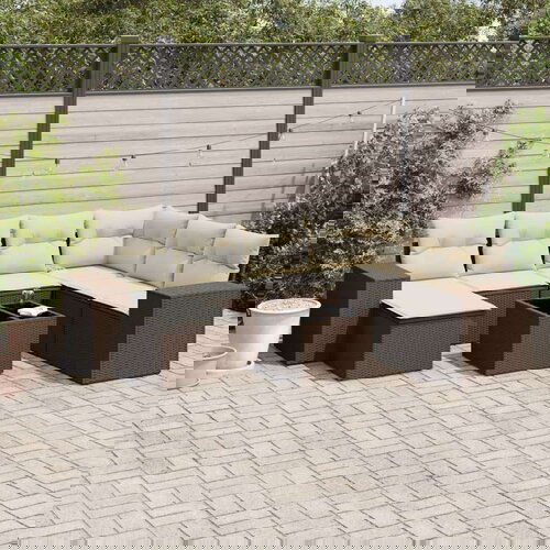VidaXL 8-dijelni set vrtnih sofa s jastucima smeđi od poliratana Slike