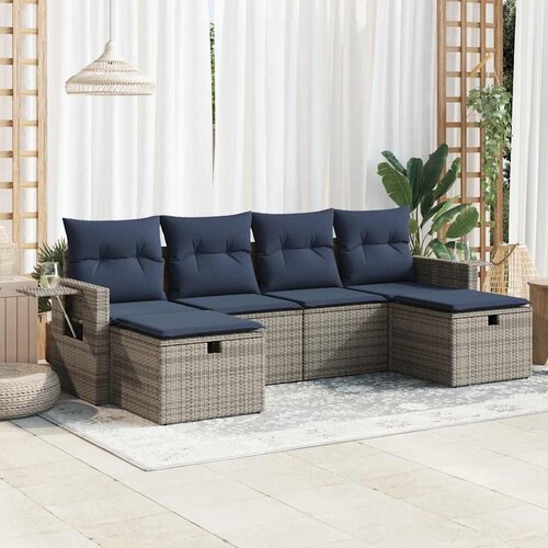 vidaXL 6-dijelni set vrtnih sofa od poliratana s jastucima sivi Cijene