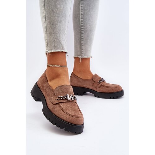 Kesi Women's suede loafers with embellishments, brown, Loraleima Cene