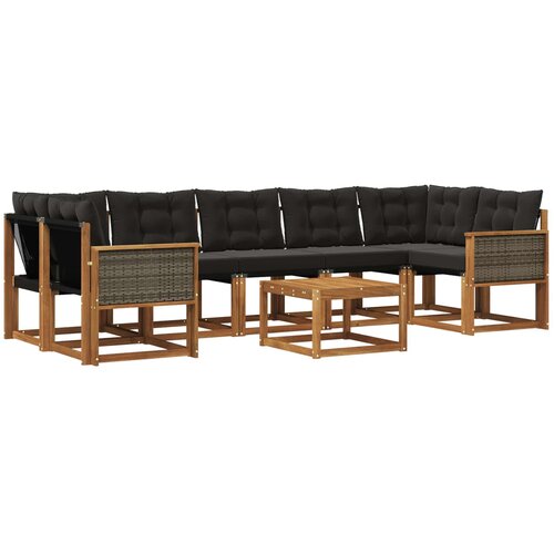 vidaXL Zunanja garnitura za sedenje z blazino 8 pcs Naravna in črna, (5000271546) Cene