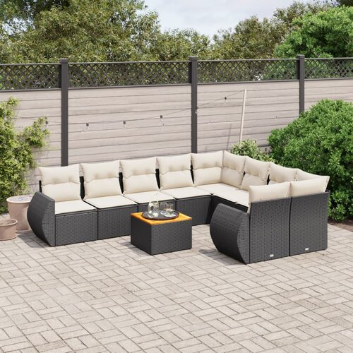 vidaXL 10-dijelni set vrtnih sofa s jastucima crni od poliratana Cijene