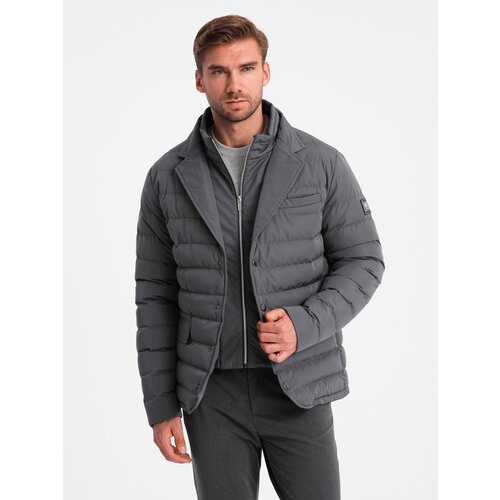 Ombre Men's quilted jacket with jacket cut - graphite Slike