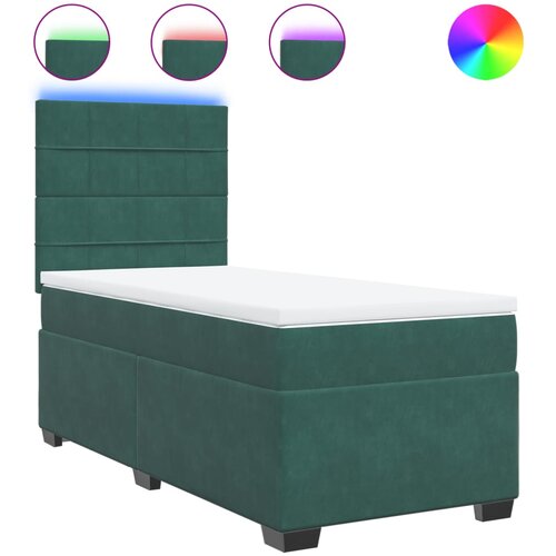 vidaXL Box spring postelja z vzmetnico temno zelena 80x200 cm žamet, (21305480) Cene