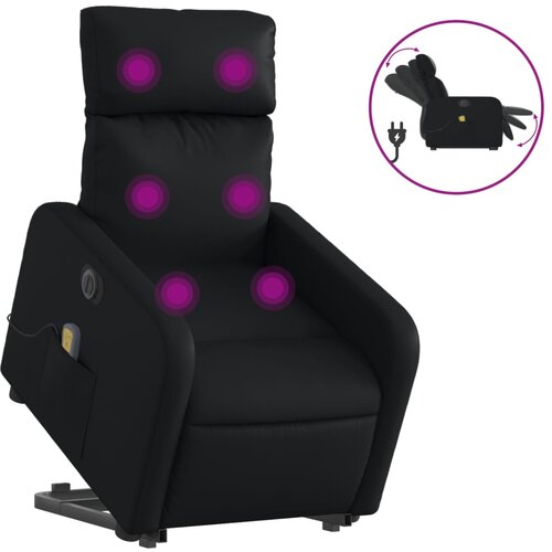 Maison Chic Električni masažni fotelj - Relax naslanjač s funkcijo vstajanja črno um. usnje, (22042527) Cene