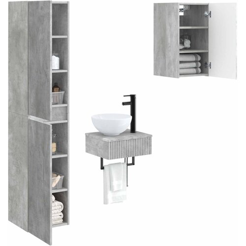  Set namje&amp;scaron;taja za kupaonicu 3 kom. Betonska siva 33 x 34,5 x 160 cm Slike