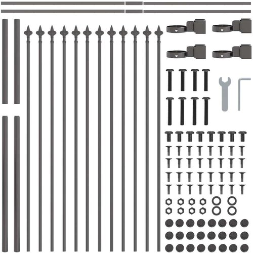 VidaXL Ograda za vrt Siva Metal 1.7 m x 1.2 m Čvrsta Vanjska ograda Slike